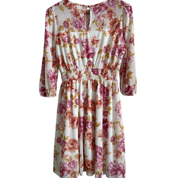 Luna Floral Smocked Waist Dress -Lined - Medium - EUC - Picture 3 of 7